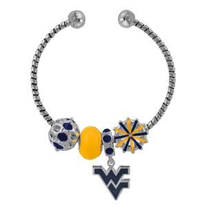 New West Virginia Mountaineers 4-Charm with Team Logo Cuff Bracelet, NCAA